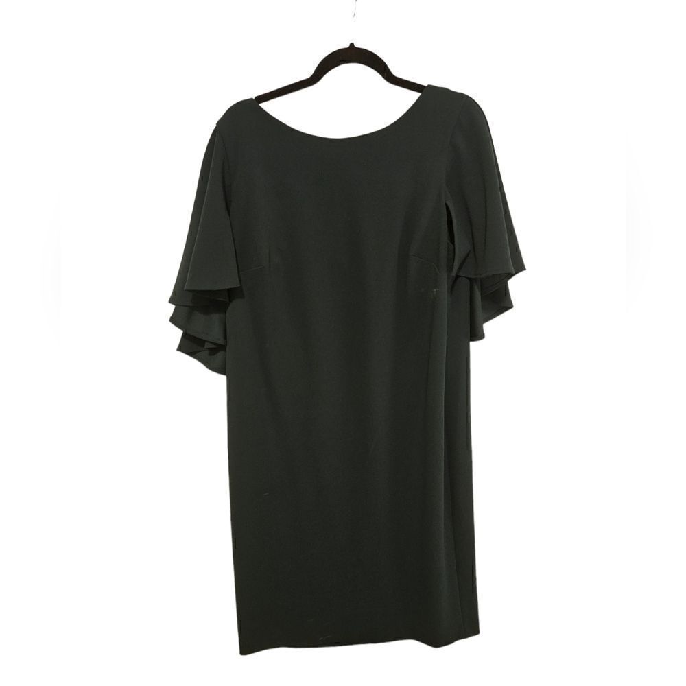 CALVIN KLEIN Flutter Cape Short Sleeve V-Back Crepe Sheath Dress -‎ Size 18W